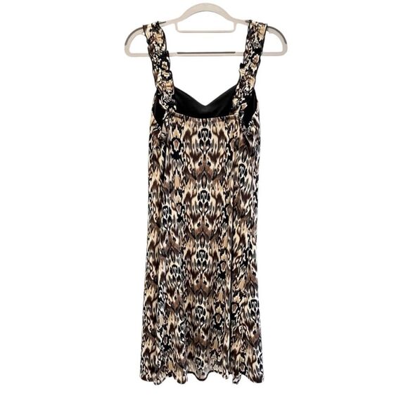 Connected Apparel Animal Print Sleeveless V-Neck Dress Brown Black Size 12 - Picture 4 of 6